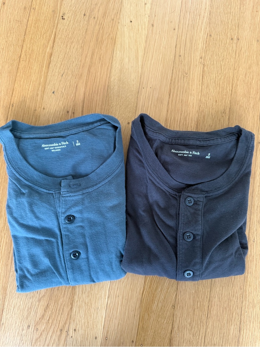 Abercrombie & Fitch Short Sleeve Henley Teal and Navy Blue Set